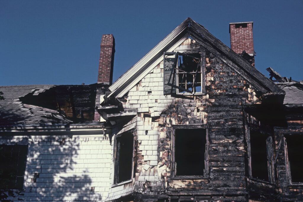 house fire damaged exterior